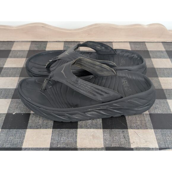 Hoka One One ORA Recovery Flip Flops Black Men's Size 10 - Picture 8 of 15